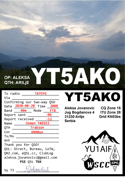 QSL from YT5AKO